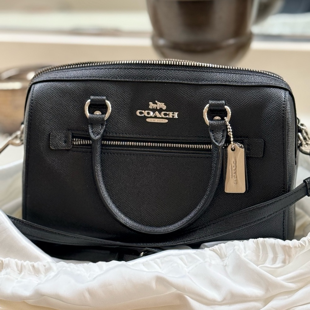 Coach Rowan Leather Black/Silver satchel bag